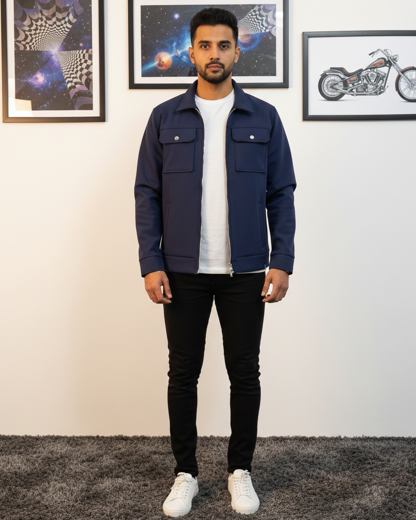 Softshell Trucker Jacket – Navy Blue