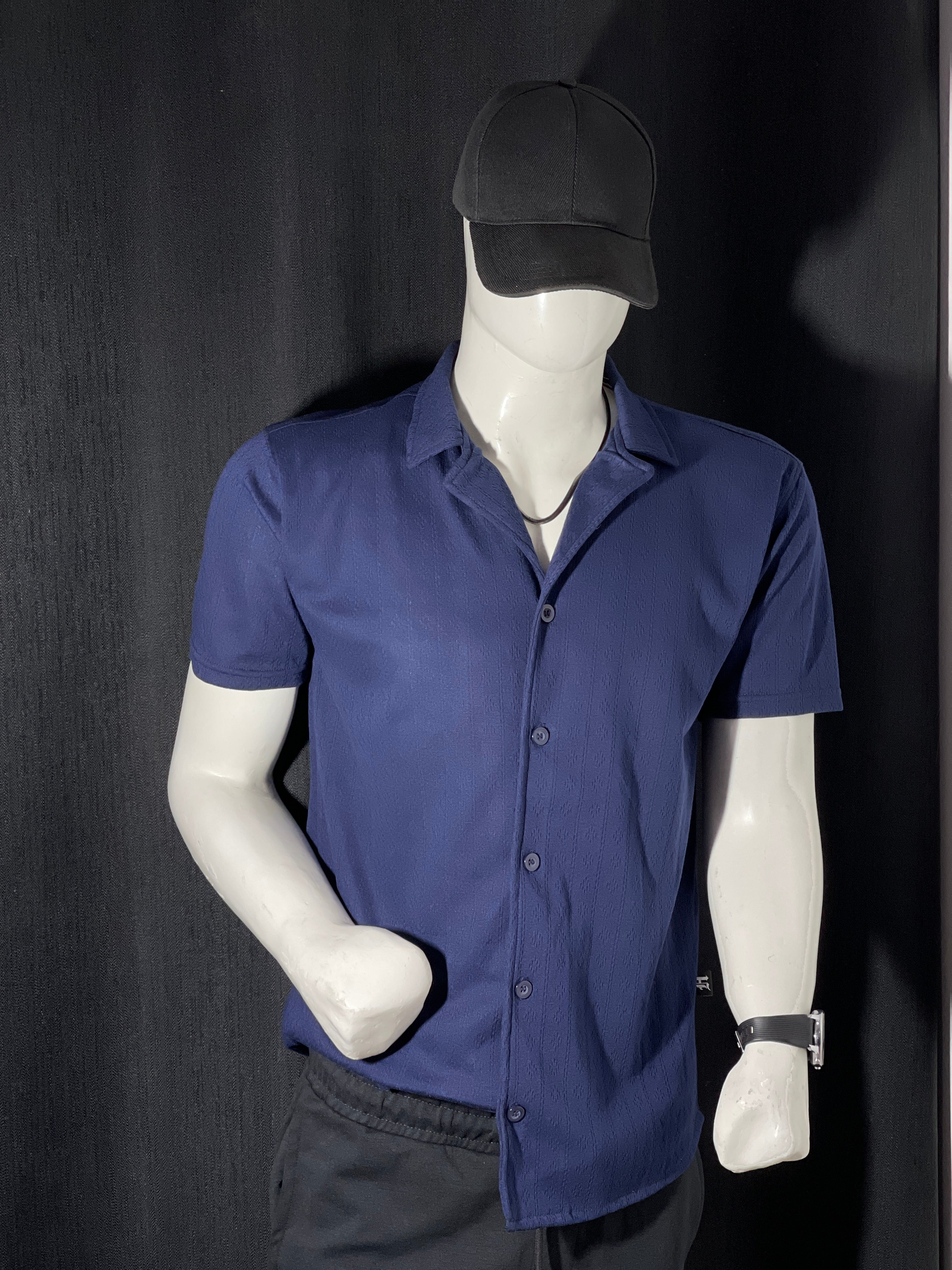 HIZ Camp collar button down shirt Navy