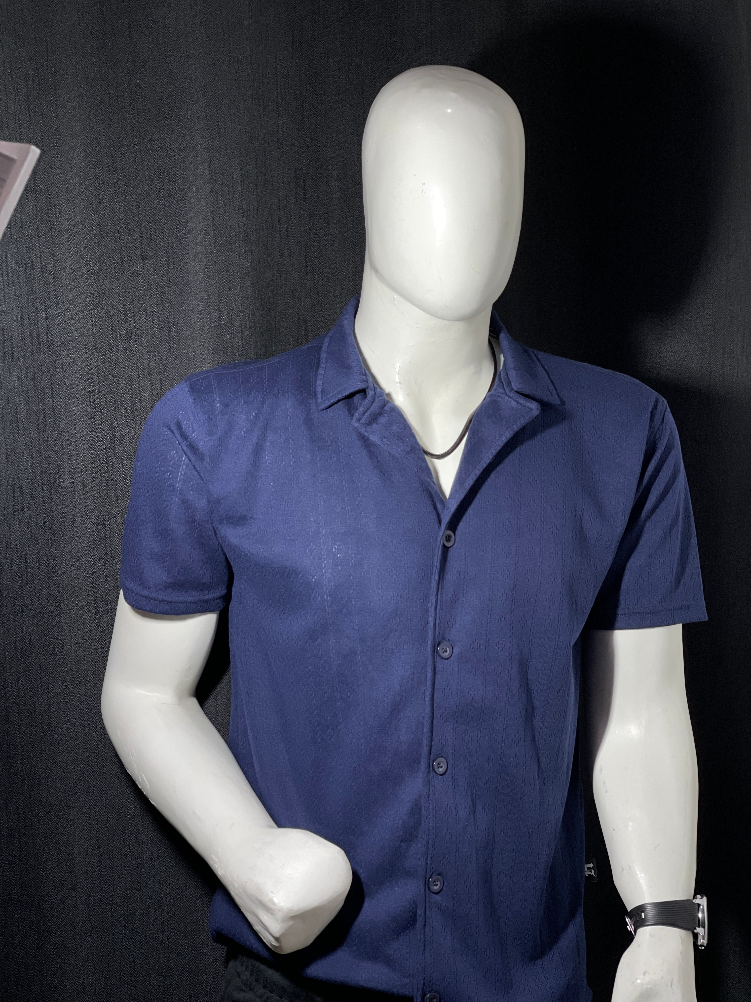 HIZ Camp collar button down shirt Navy