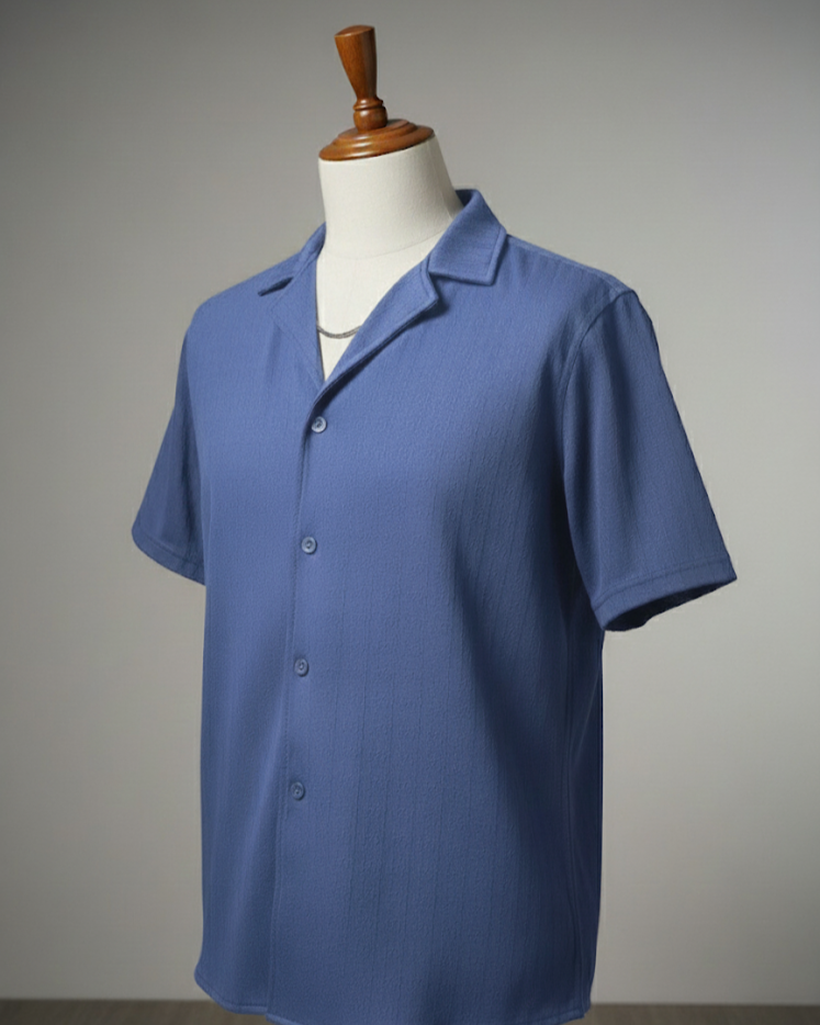 HIZ Camp collar button down shirt Blue