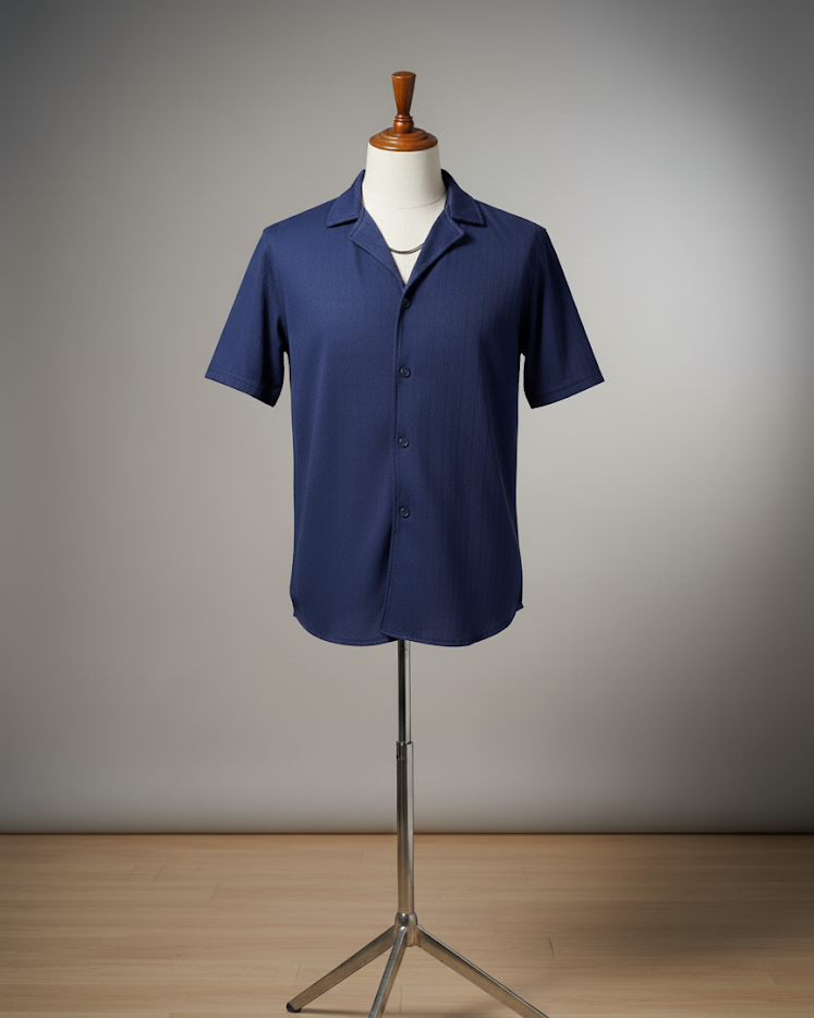 HIZ Camp collar button down shirt Navy