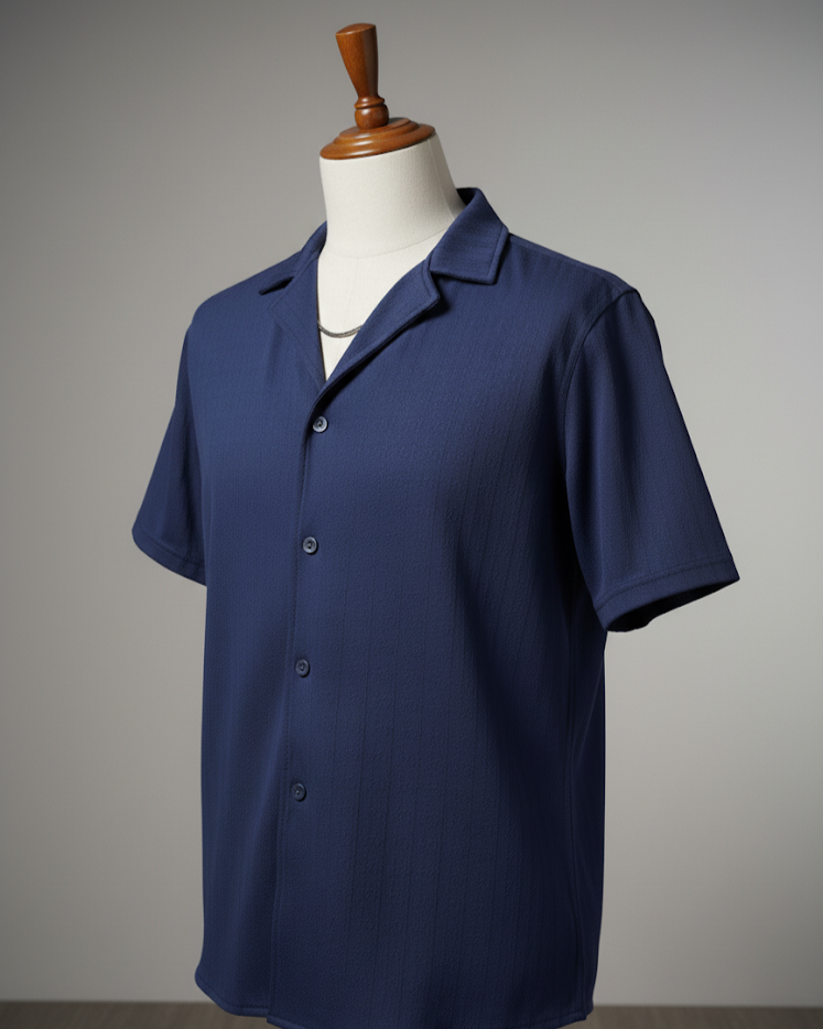 HIZ Camp collar button down shirt Navy