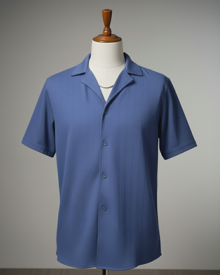 HIZ Camp collar button down shirt Blue